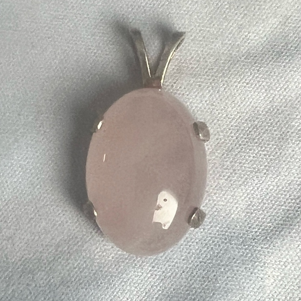 Genuine Pink Quartz Pendant in Sterling Silver Setting